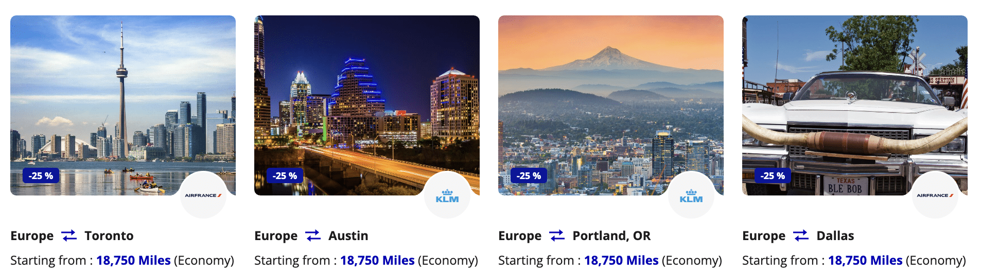 Flying Blue Long Haul Promo Rewards examples